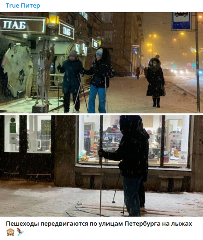 Петербуржцы встали на лыжи из-за неубранных коммунальщиками Смольного тротуаров