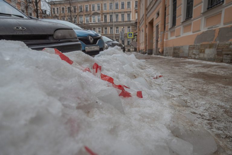 Бизнесмены своими силами очищают дорожки от снега за коммунальщиков Смольного